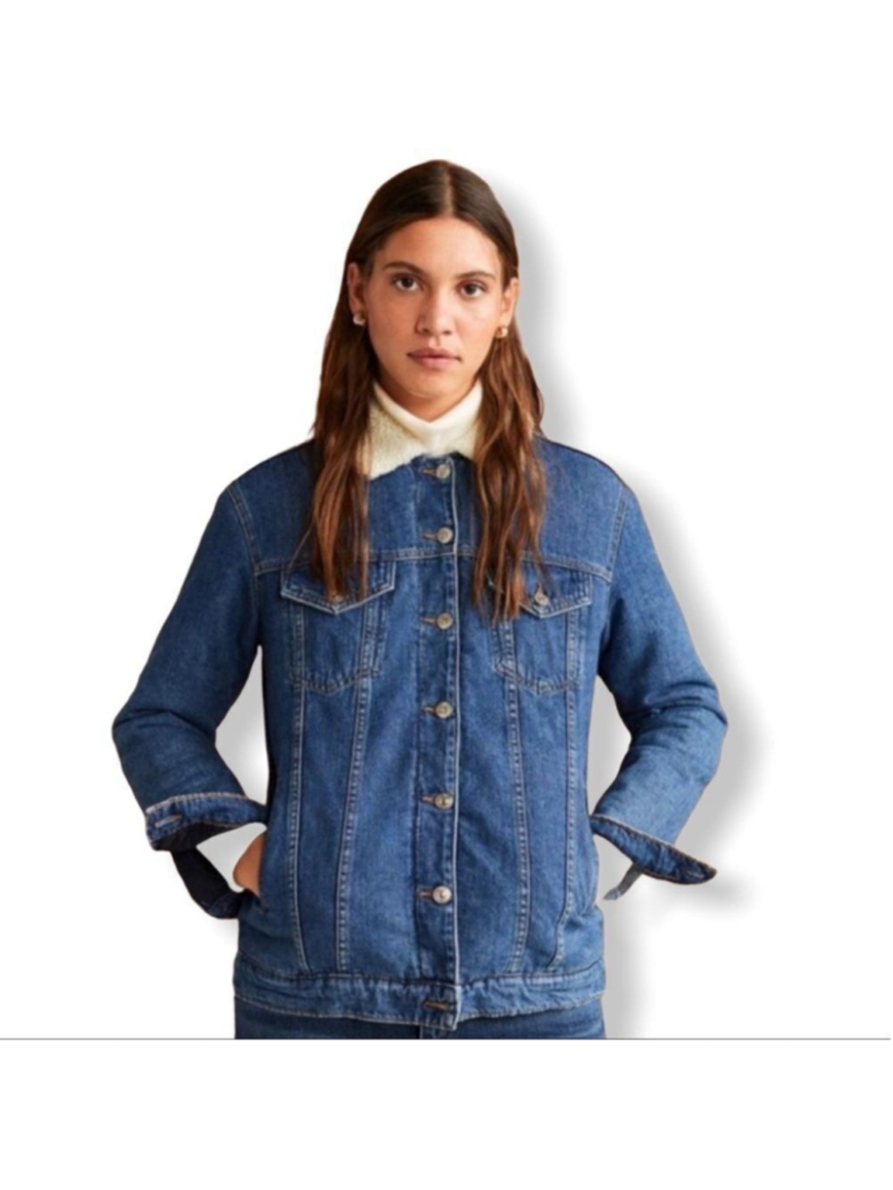 AMNESIA unisex shearling denim trucker jacket